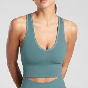 Athleta Aurora Seamless Cropped Rib Tank - Dark Surf Teal - S - NWOT